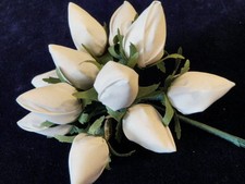 Vintage Millinery Flower Bud Bunch of12 ZS White 1 1/4"