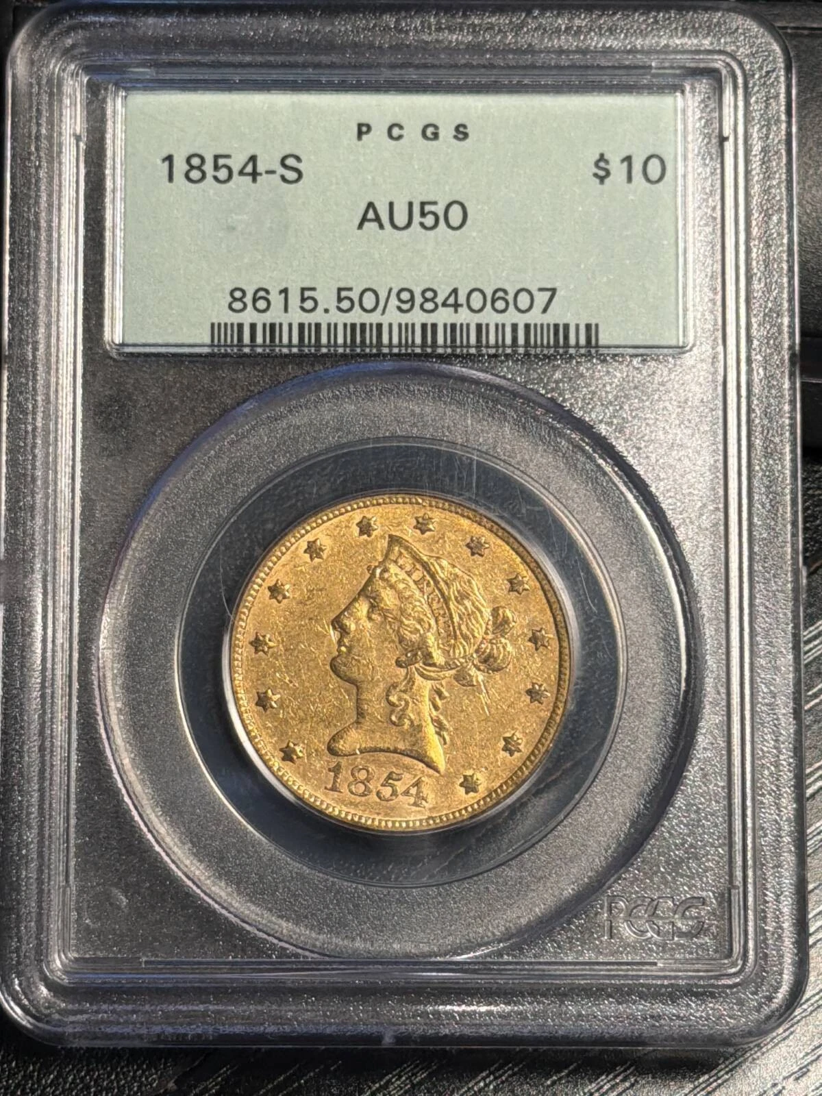 1854 S Gold Eagles Liberty Head PCGS AU-50 OGH PQ MPD FS-301