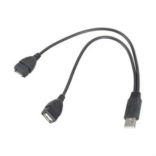 2Pack USB 2.0 Male To 2 Dual Female Jack Y Splitter Hub Power Cord Adapter Cable