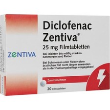 DICLOFENAC Zentiva 25 mg Filmtabletten 20 St. PZN 10273638