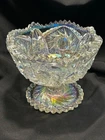 Vintage “COMET in the STARS” White Carnival Glass Pedestal Compote