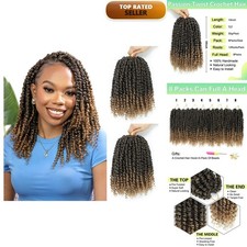 Passion Twist Crochet Hair 10in 8 Packs Pre-Twisted Short Curly for Black Women