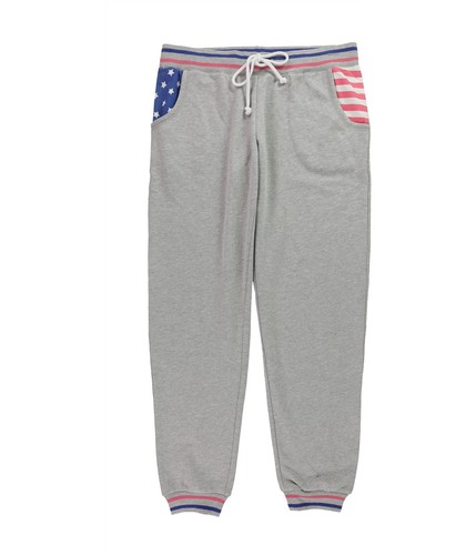 Cozy Zoe Womens Stars & Stripes Pajama Sweatpants, Grey, Medium