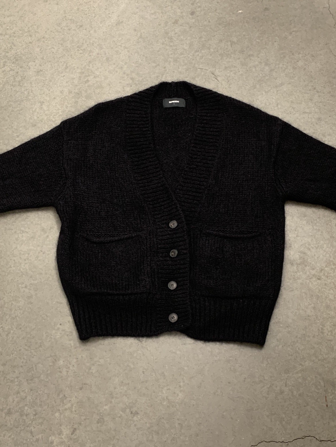 Represent Black Virgin Mohair Cardigan Sweater Mens Nirvana Kurt Cobain Style L