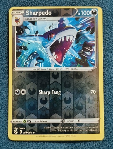 Sharpedo 163/264 Fusion Strike Reverse Holo Error Front-Only Misalignment