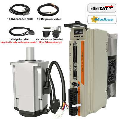 100W~1kW Ethernet Brake Multi-Turn Servo Motor Drive Kits 17-bit encode for CNC 