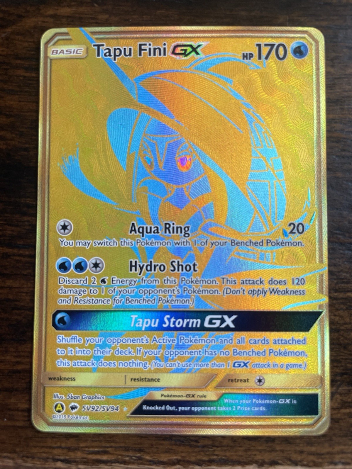 Tapu Fini GX - SV92/SV94 - Pokemon Hidden Fates Sun & Moon Secret Rare Card NM