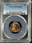 1952-S 1C RD Lincoln Wheat One Cent  PCGS MS66RD  57507829