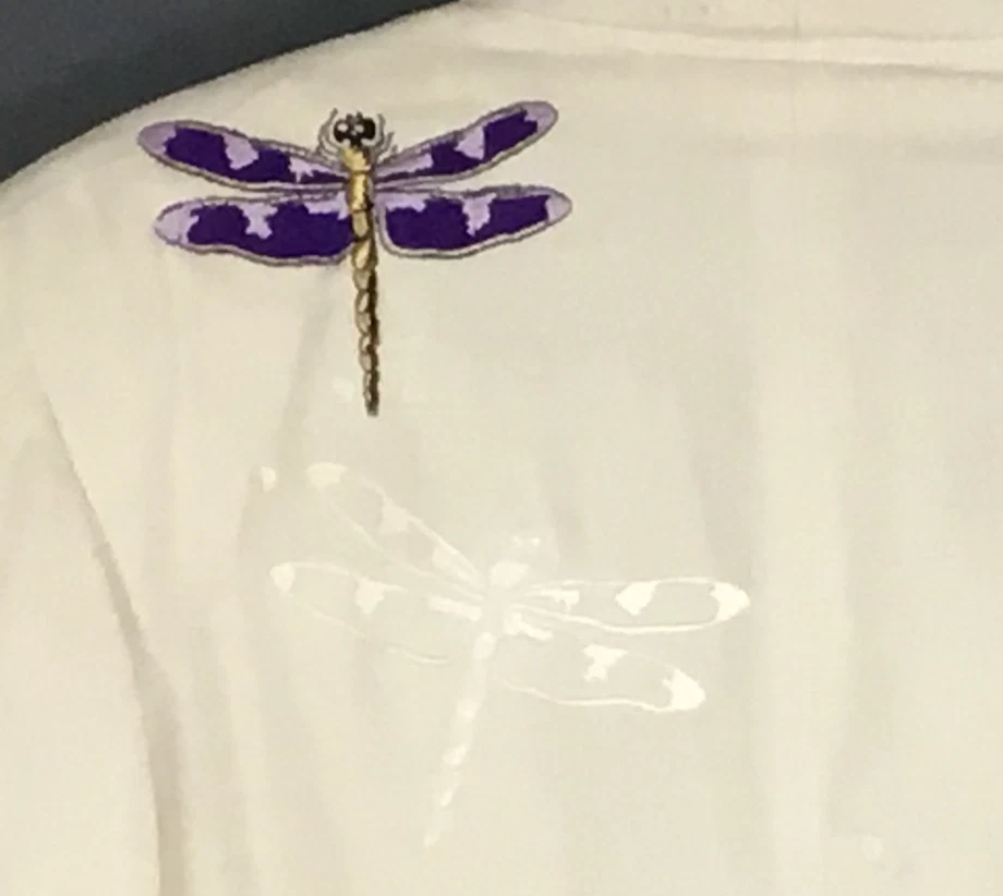 Blazer bordado personalizado para hombre mediano grande parche libélula doble pecho Foto 3 de 4