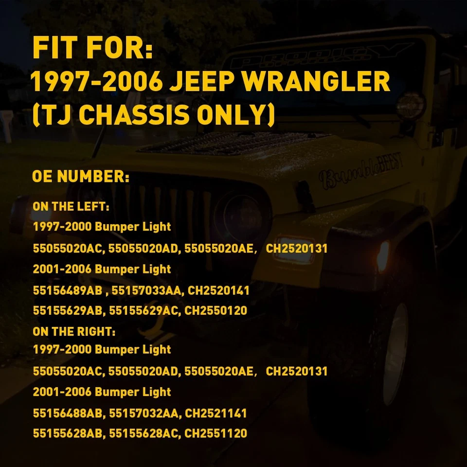 Luces de señalización LED laterales para guardabarros delanteras para 97-06 Wrangler Jeep TJ EO Foto 2 de 4