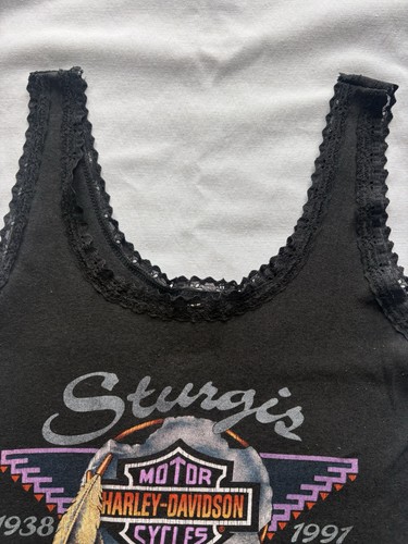 Harley-Davidson Tank Top Vintage 90er Sturgis Dream Catcher Spitzenbesatz Gr. XL - Bild 3 von 8