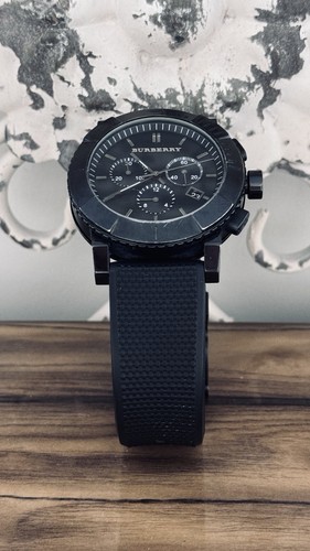 BURBERRY | BU2301 42.5mm Chronograph Watch Black Stainless Steel PVD Rubber Band - Picture 2 of 17
