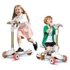 Winhope 2-in-1 Kids Kick Scooter 3-Wheel Folding Ride-On Toy for Boys Girls 3-8