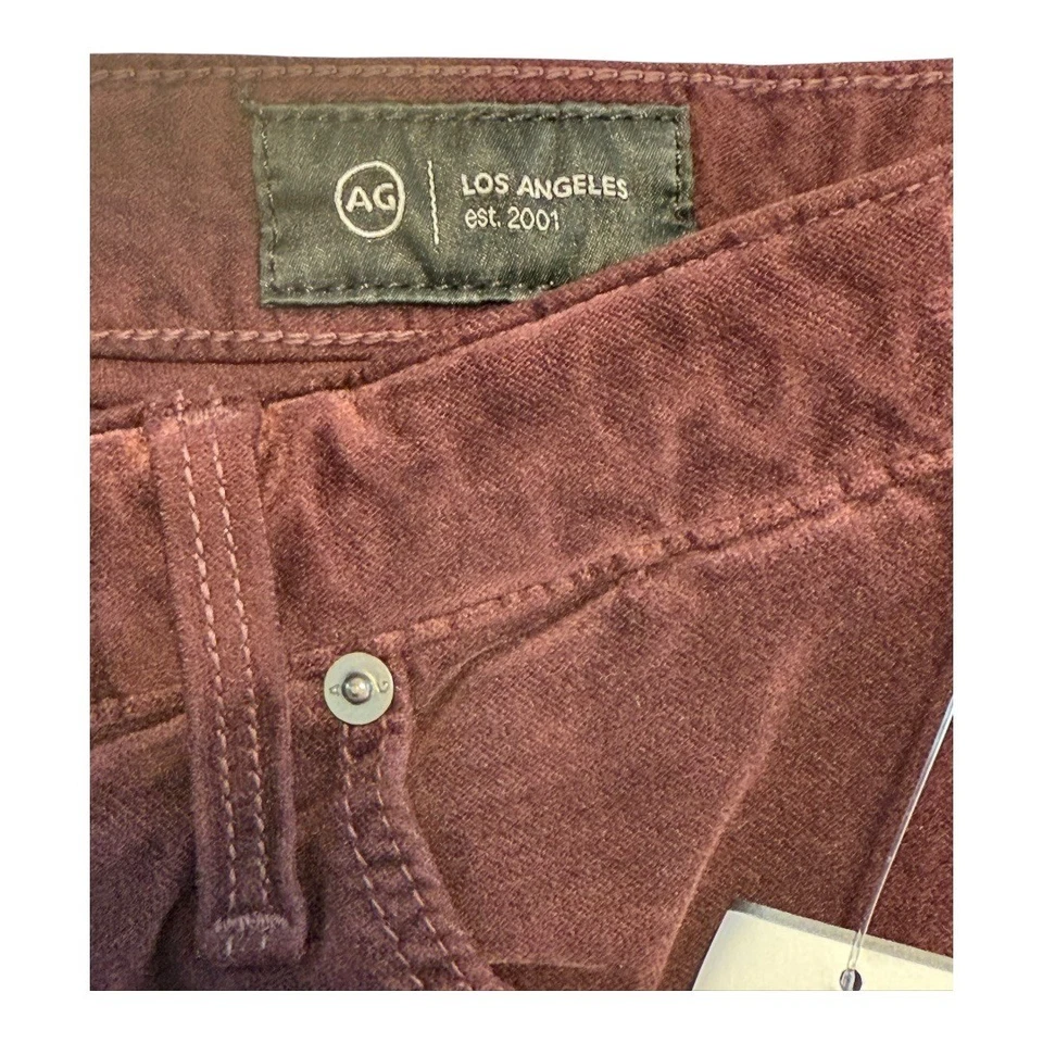 AG 牛仔裤 Farrah 靴子裁剪高腰灯芯绒裤子勃艮第尺寸 4 (26) 全新带标签 — 第 4/4 张图片