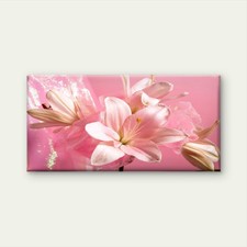 Pink Lilies In Bloom Unframed Canvas Painting for Living