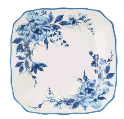 Four (4) Pioneer Woman ~ DELILAH BLUE ~ 8.25 Square ~ Stoneware ~ Salad Plates