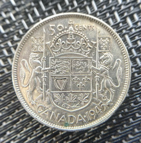 1945, Vintage, Canada, 80% Silver Half Dollar, ND, WW II, Collector Grade