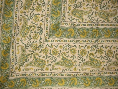 Rajasthan Block Print Paisley Tapestry Cotton Bedspread 108'' x 88'' Full-Queen