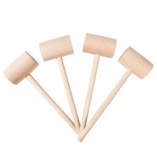 4Pcs Wooden Hammers, Natural Hardwood Crab Lobster Seafood Mallets 4