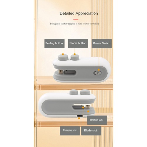USB Food Bag Sealer Bag Heat Sealer Machine Household Small Hand Pressure1914 - Bild 3 von 10