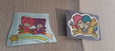 Lot of 2 Vintage 1980s Sanrio Stickers- ABC Bears NEW Little Twin Stars USED