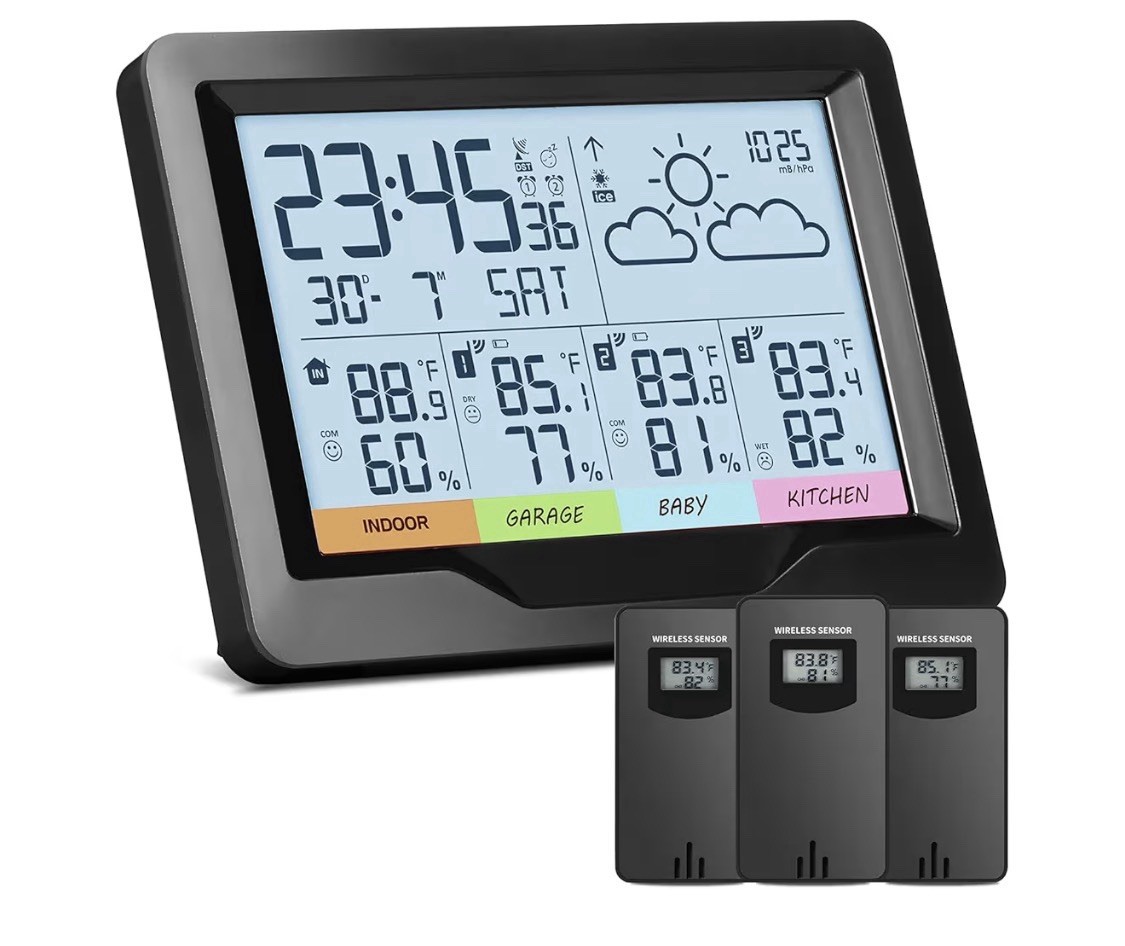 Wireless Indoor Outdoor Thermometer Digital Atomic Clock Wit