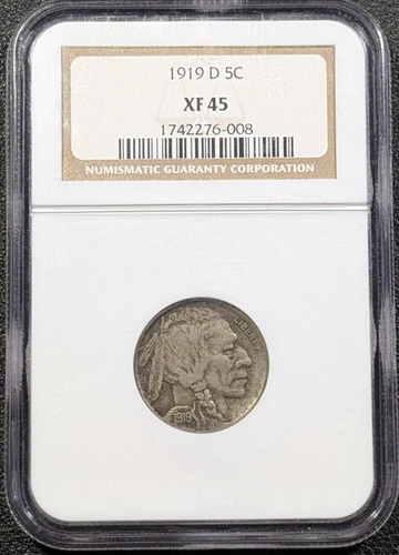 1919-D Buffalo Nickel - NGC XF45 - KEY DATE! - Old Glory C&C Daily 1c Auction!