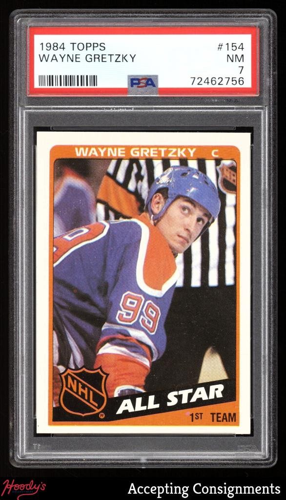 1984-85 Topps #154 Wayne Gretzky All Star PSA 7 OILERS view 1