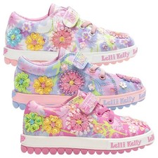 Lelli Kelly Girls Eloise Beaded Flower Canvas Trainers Pink White Lilac - LK4912