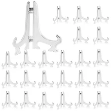 24 Pack Clear Mini Easels for Displaying Photos, Wedding Place Cards, 4 In