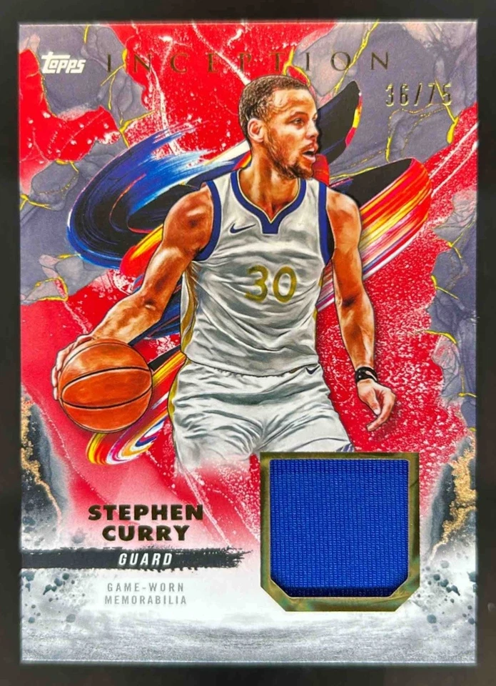 Camiseta Relíquia Stephen Curry 2024-25 Topps Inception Vermelha #36/75 Warriors