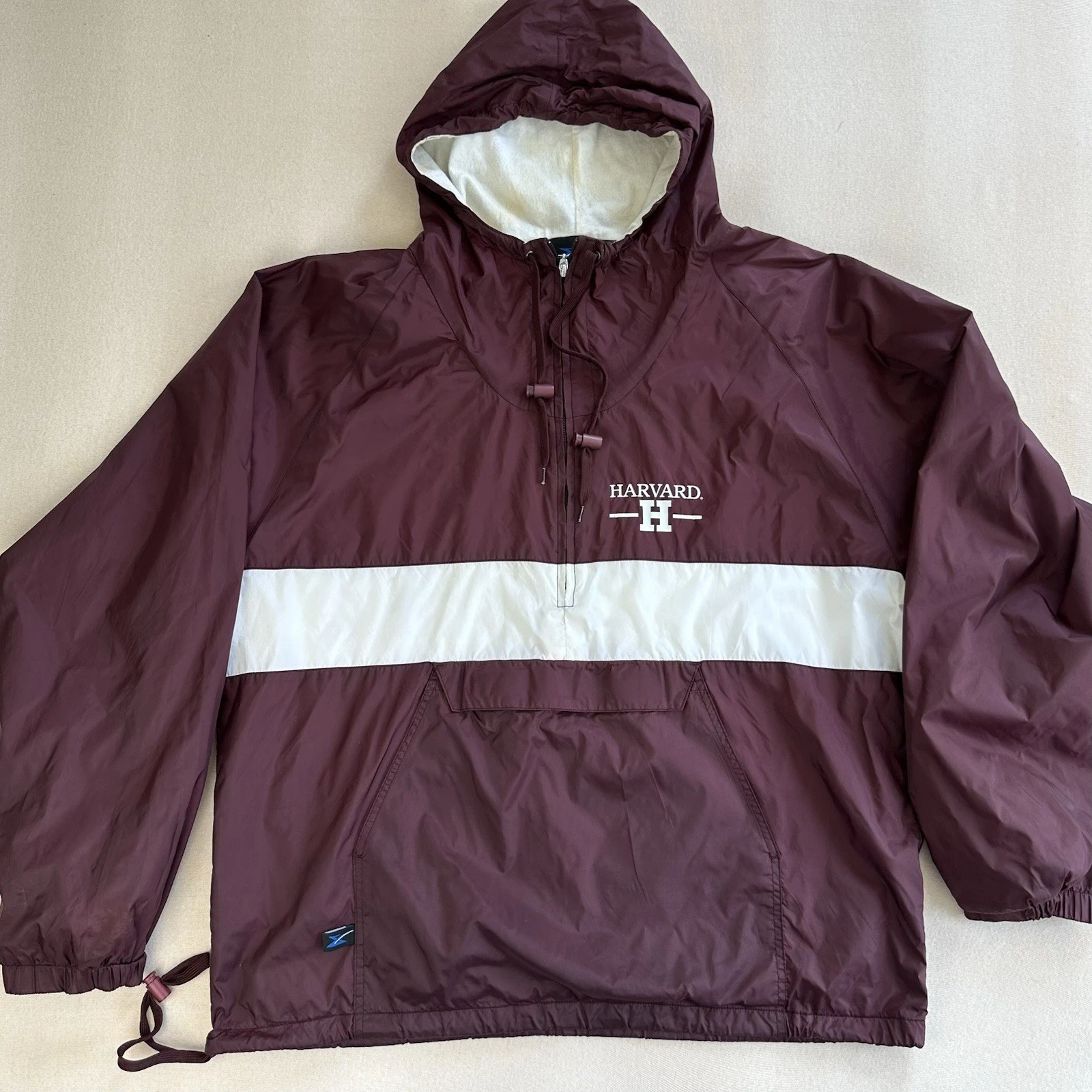 Harvard University Storm Dude Anorak Rain Jacket Mens 2XL Flannel Lined Crimson