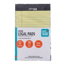 Junior Legal Pads Wide Ruled 5x8 Inches Canary Yellow Paper 50 Sheets per Pad 12