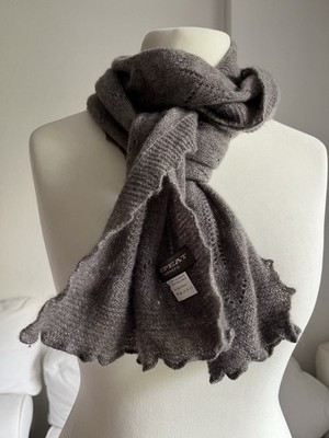 REPEAT 100% Cashmere Strickschal Schal grau taupe Ajour Strick Lochmuster weich