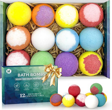 Bath Bombs Birthday Gifts for Women  Men Set, 12 Pack Handmade Natural  Organi