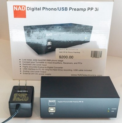 NAD PP 3i Digital Phono/USB Preamp MM/MC w/ Power Supply & Box