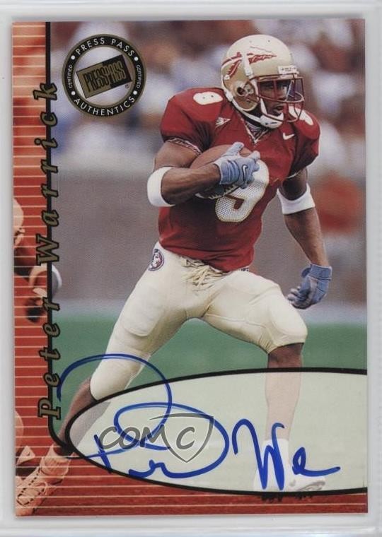 2000 Press Pass Peter Warrick Rookie Auto RC 14dh