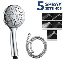5 Spray Modes Handheld Shower Head with Stainless Steel Hose High Pressure Head