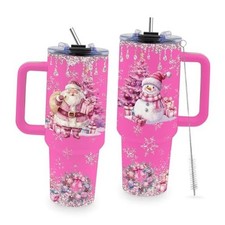 Gifts for Women, Christmas Tumblers for Women, 40oz Tumbler with Christmas-Pink