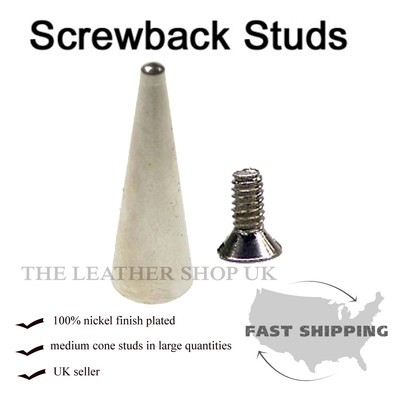 Mittelgroßer Kegel Punk Leder Handwerk Stoff Schuh Accessoire UK hochwertig silberne Nieten