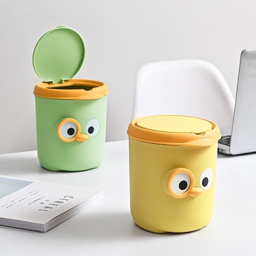 Cute Little Yellow Duck Mini Trash Can — Small Desktop Bin With Lid For Home Or Office - View #7