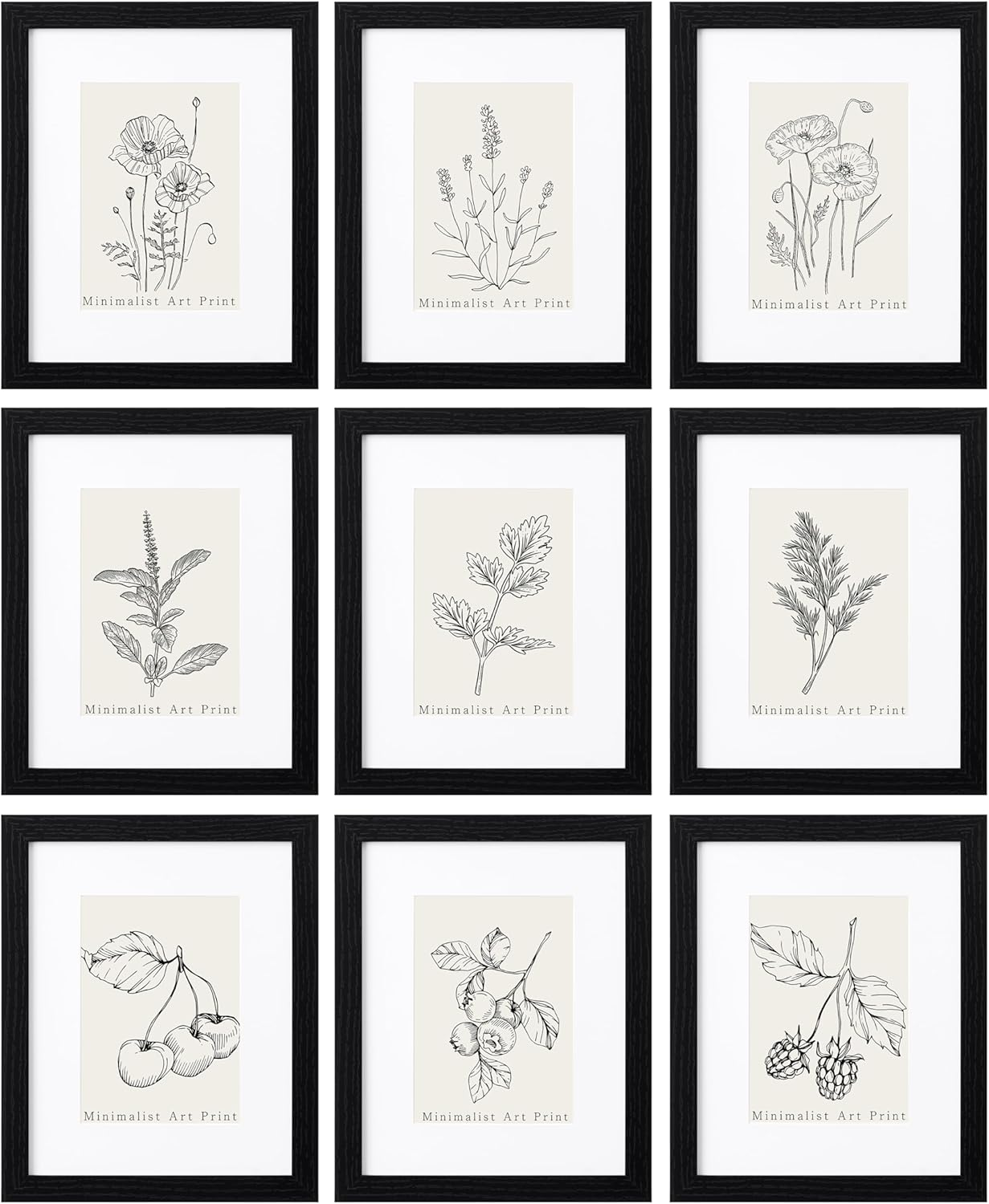 8X10 Picture Frames Set of 9 Classic Gallery Wall Frame Set, Displays 5X7 with M-image