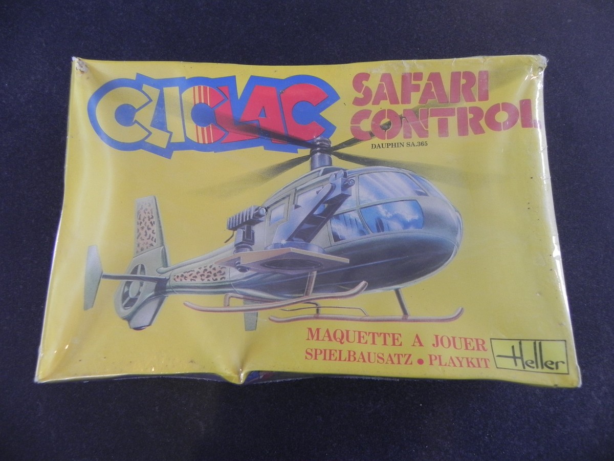 MAQUETTE HELLER CLICLAC 2029 Safari control Dauphin SA 365 Helicoptere 1/48 MIB
