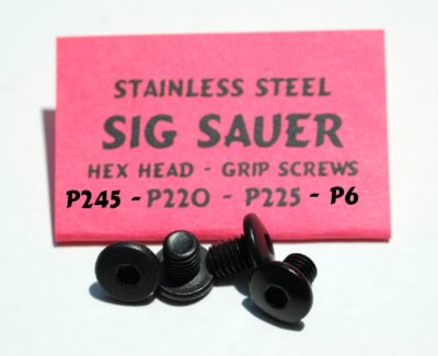 Custom Sig Sauer BLACK Stainless Steel Hex Head Grip Screws P220 P245 P225 / P6