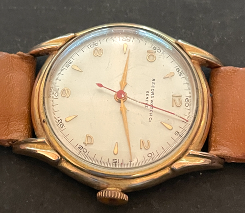 Vintage Record Watch Company Geneve Men's Watch Running Ticks 17j Hacking Swiss - Picture 2 of 4
