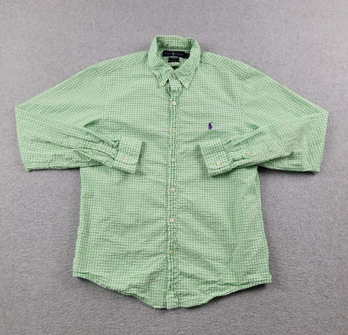 Ralph Lauren Hemd Herren Small Grün Kariert Knopfleiste Langarm Untucked Fit