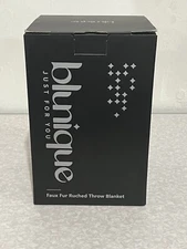 Blunique Faux Fur Ruched Throw Blanket Grey New In Box