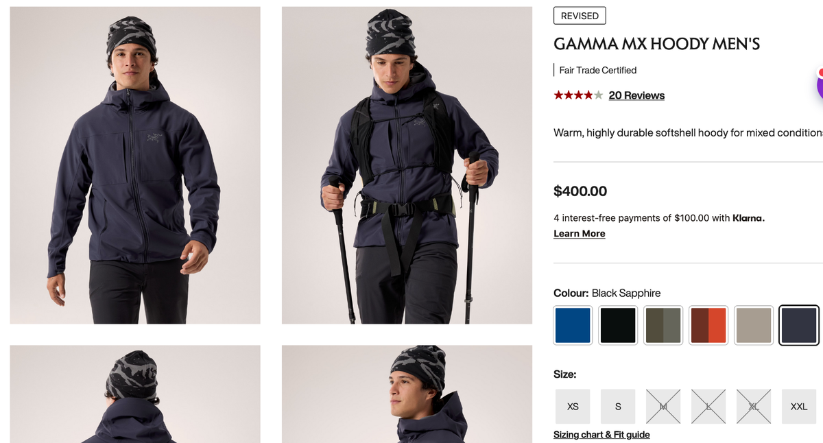 Arc'teryx Gamma MX Hoody Men's Black Sapphire Size Large New Arc'teryx Gamma MX Hoody Men's Black Sapphire Size Large New