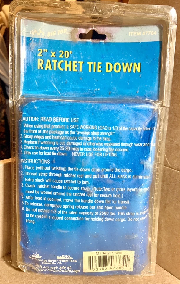 Gancho recubierto de vinilo con correa de amarre de trinquete de 20 pies X 2 pulgadas 2500 libras resistente Foto 3 de 4