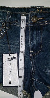 Short En Jean Bleu Vieilli Reign - Taille 3 Junior - Neuf Avec étiquettes - Matière Coton/polyester/rayon